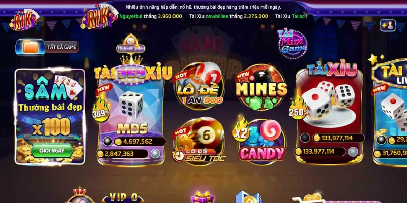Danh mục game đa dạng và lôi cuốn tại Rik vip